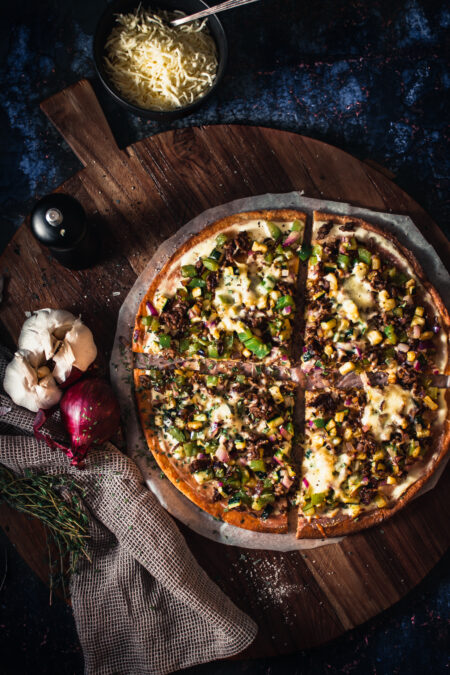 De Suikervrije Oom - Pizza met Paprika Courgette en Gehakt